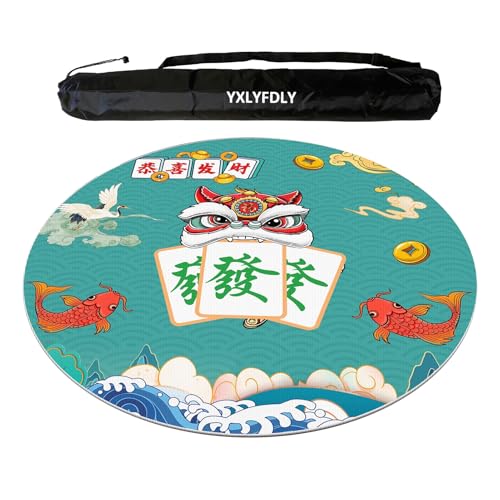 YXLYFDLY Mahjong-Tischdecke aus weichem Kristallsamt, rutschfest und geräuschreduzierend, mit Tragetasche, große Spielmatte für Poker, Karten, Brett, Fliesenspiele (100 cm) von YXLYFDLY
