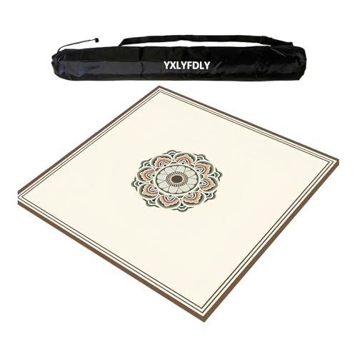 YXLYFDLY Quadratische Mahjong-Matte, rutschfeste und geräuschreduzierende Mahjong-Tischdecke mit Tragetasche, große Spielmatte für Mahjong, Poker, Karten, Brett, Legespiele (100 cm) von YXLYFDLY