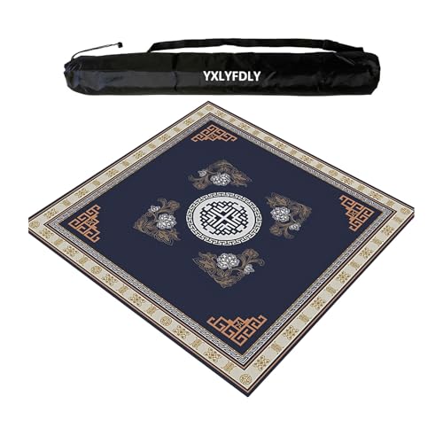 YXLYFDLY Quadratische Mahjong-Matte, verdickte und rutschfeste Mahjong-Tischdecke mit Tragetasche, große Spielmatte für Poker, Karten, Brett, Legespiele (100 cm) von YXLYFDLY