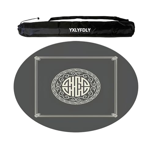 YXLYFDLY Runde Mahjong-Matte, geräuschlos und geräuschreduzierend, Mahjong-Tischdecke mit Tragetasche, Spielmatte für Mahjong, Poker, Karten, Brett, Legespiele (Grau, 75 cm) von YXLYFDLY