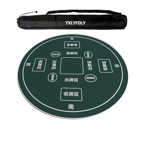 YXLYFDLY Runde Mahjong-Matte, geräuschlos und geräuschreduzierend, Mahjong-Tischdecke mit Tragetasche, Spielmatte für Poker, Karten, Brett, Legespiele (Dunkelgrün, 70 cm) von YXLYFDLY
