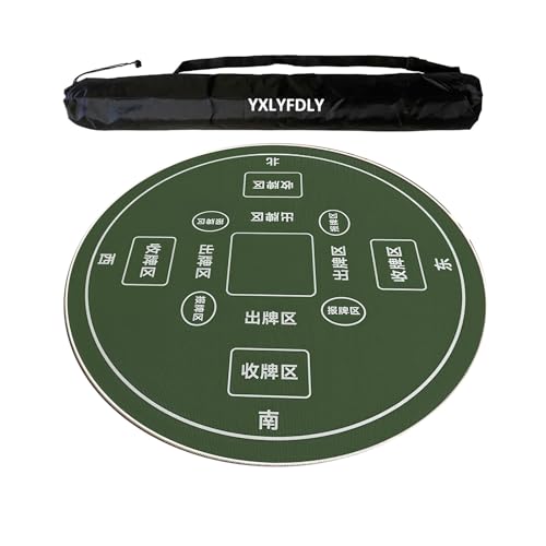YXLYFDLY Runde Mahjong-Matte, leise und geräuschreduzierend, Mahjong-Tischdecke mit Tragetasche, Spielmatte für Poker, Karten, Brett, Legespiele (Grün, 140 cm) von YXLYFDLY
