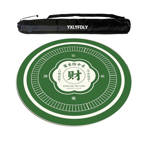 YXLYFDLY Runde Mahjong-Matte, leise und geräuschreduzierend, Mahjong-Tischdecke mit Tragetasche, große Spielmatte für Poker, Karten, Brett, Legespiele, Grün von YXLYFDLY