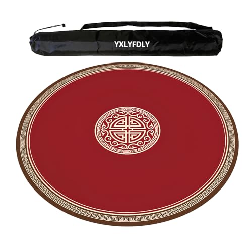 YXLYFDLY Runde Mahjong-Matte, rutschfeste und geräuschreduzierende Mahjong-Tischdecke mit Gummi-Rückseite, Spielmatte für Mahjong, Poker, Karten, Brett, Legespiele (100 cm) von YXLYFDLY