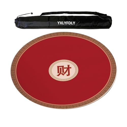 YXLYFDLY Runde Mahjong-Matte, rutschfeste und geräuschreduzierende Mahjong-Tischdecke mit Tragetasche, Heimspielmatte für Poker, Karten, Brett, Legespiele (100 cm) von YXLYFDLY