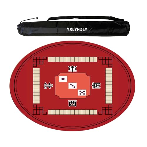 YXLYFDLY Runde Mahjong-Matte, verdickt und geräuschreduzierend, Mahjong-Tischdecke mit Gummi-Rückseite, Spielmatte für Mahjong, Poker, Karten, Brett, Legespiele, Rot, 110 cm YXLYFDLY Runde Mahjong-Matte, verdickt und geräuschreduzierend, Mahjong-Tischdecke mit Gummi-Rückseite, Spielmatte für Mahjong, Poker, Karten, Brett, Legespiele, Rot, 110 cm von YXLYFDLY