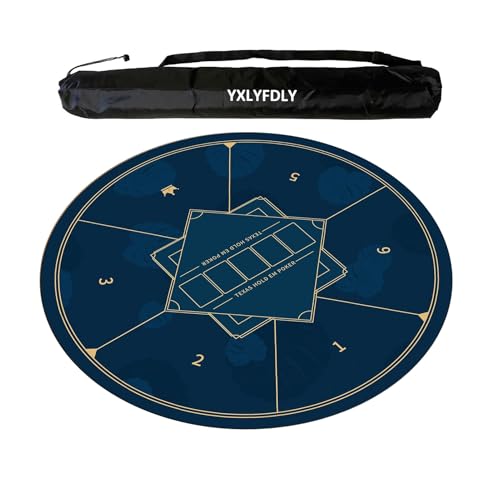 YXLYFDLY Runde Mahjong-Matte, verdickt und geräuschreduzierend, Mahjong-Tischdecke mit Tragetasche, Spielmatte für Poker, Karten, Brett, Legespiele (Blau, 95 cm) von YXLYFDLY
