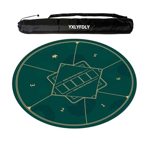 YXLYFDLY Runde Mahjong-Matte, verdickt und geräuschreduzierend, Mahjong-Tischdecke mit Tragetasche, Spielmatte für Poker, Karten, Brett, Legespiele (Grün, 60 cm) von YXLYFDLY