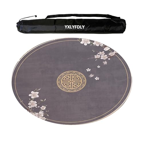 YXLYFDLY Runde Mahjong-Matte, verdickt und geräuschreduzierend, Mahjong-Tischdecke mit Tragetasche, große Spielmatte für Mahjong, Poker, Karten, Brett, Legespiele (100 cm) von YXLYFDLY