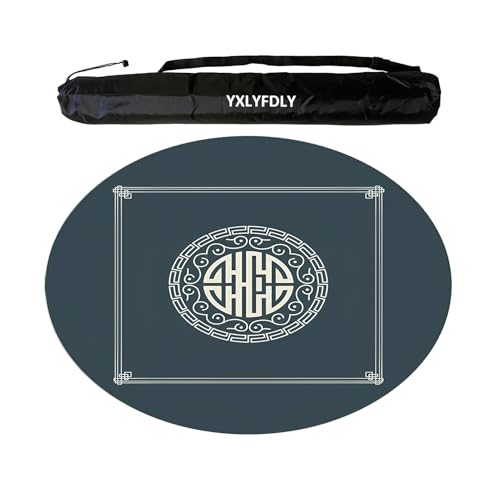 YXLYFDLY Runde Mahjong-Matte, verdickt und geräuschreduzierend, Mahjong-Tischdecke mit Tragetasche, große Spielmatte für Poker, Karten, Brett, Legespiele (100 cm) von YXLYFDLY