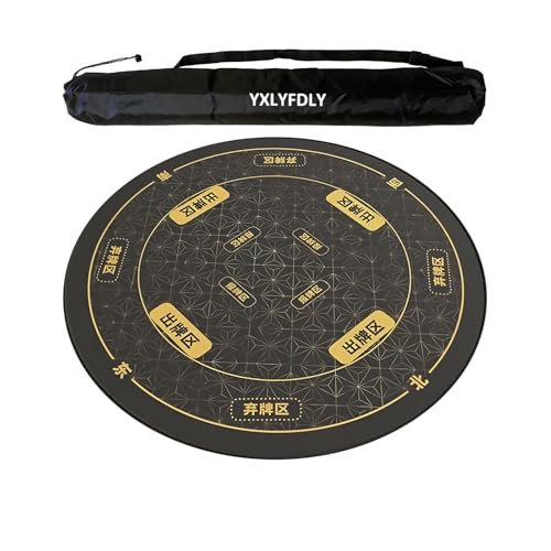 YXLYFDLY Runde Mahjong-Matte, verdickte und rutschfeste Mahjong-Tischdecke mit Gummi-Rückseite, Spielmatte für Poker, Karten, Brett, Legespiele (100 cm) von YXLYFDLY