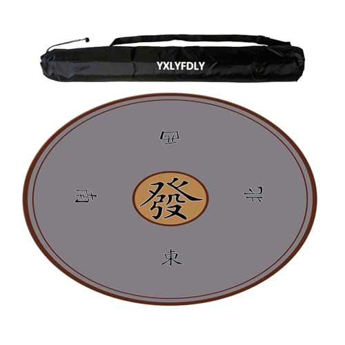 YXLYFDLY Runde Mahjong-Matte, verdickte und rutschfeste Mahjong-Tischdecke mit Gummi-Rückseite, große Spielmatte für Poker, Karten, Brett, Legespiele (Grau, 100 cm) von YXLYFDLY
