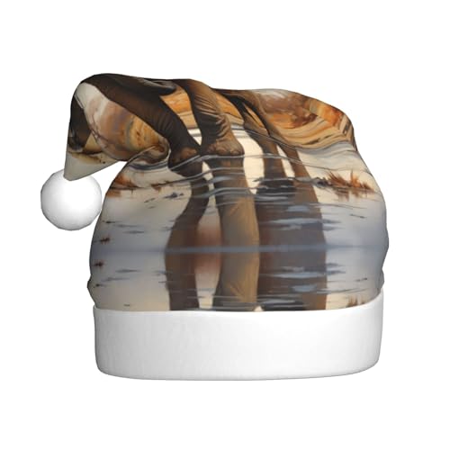 YXLymxDAMAI Afrikanischer Elefant Weihnachtsmütze für Erwachsene - Xmas Holiday Unisex Klassischer Weihnachtsmannhut für Neujahrsparty, Rot von YXLymxDAMAI
