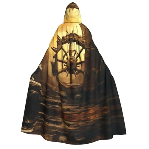 YXLymxDAMAI Ancient Roulette Kapuzenumhang für Damen und Herren, perfekt für Halloween, Kostümpartys, Cosplay, Schwarz, Weiß von YXLymxDAMAI