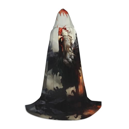 YXLymxDAMAI Angry Rooster Halloween-Umhang mit Kapuze – Cosplay-Umhang, Robe, Kostüm, Kapuzenuniform, Schwarz von YXLymxDAMAI