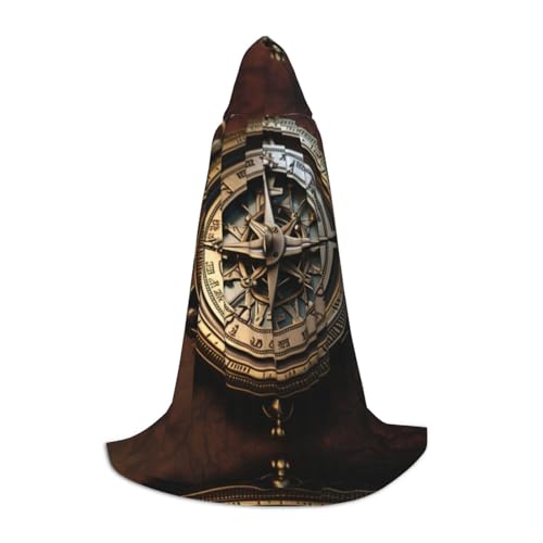 YXLymxDAMAI Antiker Kompass Halloween-Umhang mit Kapuze – Cosplay-Umhang, Robe, Kostüm, Kapuzenuniform, Schwarz von YXLymxDAMAI