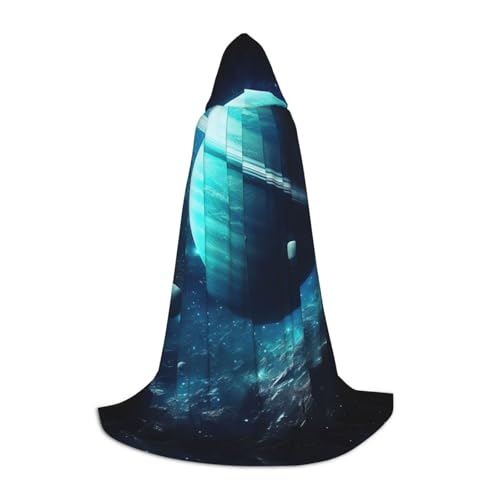 YXLymxDAMAI Blue Planet Halloween-Umhang mit Kapuze – Cosplay-Umhang, Robe, Kostüm, Kapuzenuniform, Schwarz von YXLymxDAMAI
