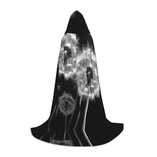 YXLymxDAMAI Blühender Löwenzahn-Halloween-Umhang mit Kapuze – Cosplay-Umhang, Robe, Kostüm, Kapuzenuniform, Schwarz von YXLymxDAMAI