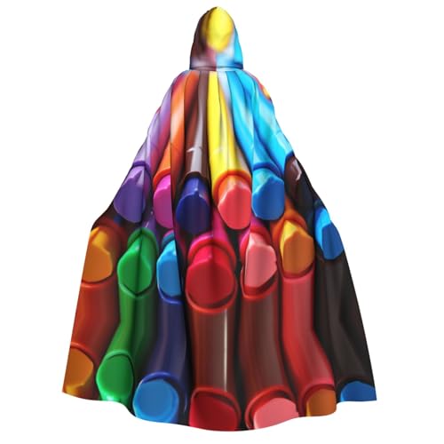 YXLymxDAMAI Bunte Buntstifte, Kapuzenumhang für Damen und Herren, perfekt für Halloween, Kostümpartys, Cosplay, schwarz, weiß von YXLymxDAMAI