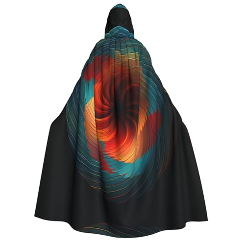 YXLymxDAMAI Bunter Vortex-Kapuzenumhang für Damen und Herren – perfekt für Halloween, Kostümpartys, Cosplay, schwarz, weiß von YXLymxDAMAI