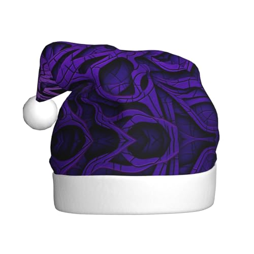 YXLymxDAMAI Dunkelviolette gestreifte Weihnachtsmütze für Erwachsene, Unisex, klassischer Weihnachtsmannhut für Neujahrsparty, Rot von YXLymxDAMAI