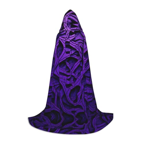 YXLymxDAMAI Dunkelvioletter gestreifter Halloween-Umhang mit Kapuze – Cosplay-Umhang, Robe, Kostüm, Kapuzenuniform, Schwarz von YXLymxDAMAI
