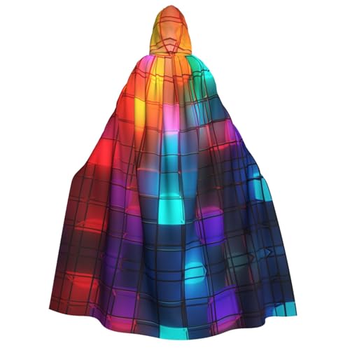YXLymxDAMAI Farbiger, quadratischer Kapuzenumhang für Damen und Herren – perfekt für Halloween, Kostümpartys, Cosplay, Schwarz, Weiß von YXLymxDAMAI