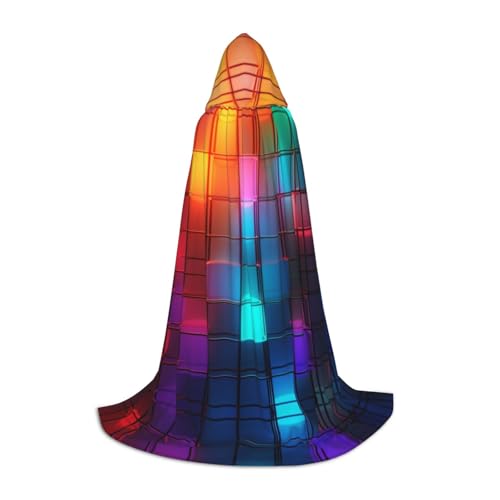 YXLymxDAMAI Farbiger quadratischer Halloween-Umhang mit Kapuze – Cosplay-Umhang, Kostüm, Kapuzenuniform, Schwarz von YXLymxDAMAI