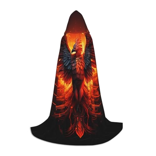 YXLymxDAMAI Fire Phoenix Halloween-Umhang mit Kapuze – Cosplay-Umhang, Robe, Kostüm, Kapuzenuniform, Schwarz von YXLymxDAMAI