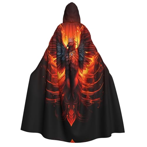 YXLymxDAMAI Fire Phoenix Kapuzenumhang für Damen und Herren, perfekt für Halloween, Kostümpartys, Cosplay, Schwarz, Weiß von YXLymxDAMAI