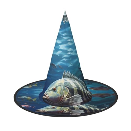 YXLymxDAMAI Fischschwarm Halloween Hexenhut - Schwarzer Hexenhut Geeignet für Halloween Kostümpartys und Rollenspiele von YXLymxDAMAI