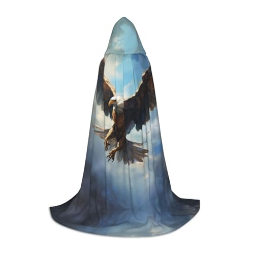 YXLymxDAMAI Fliegender Adler Halloween-Umhang mit Kapuze – Cosplay-Umhang, Robe, Kostüm, Kapuzenuniform, Schwarz von YXLymxDAMAI