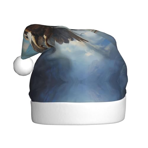 YXLymxDAMAI Fliegender Adler Weihnachtsmütze für Erwachsene – Xmas Holiday Unisex Klassischer Weihnachtsmannhut für Neujahrsparty, Rot von YXLymxDAMAI