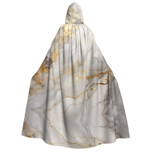 YXLymxDAMAI Grau-goldener Marmor-Kapuzenumhang für Damen und Herren – perfekt für Halloween, Kostümpartys, Cosplay, Schwarz, Weiß von YXLymxDAMAI