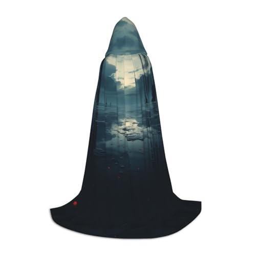 YXLymxDAMAI Grauer Himmel, Halloween-Umhang mit Kapuze, Cosplay-Umhang, Kostüm, Kapuzenuniform, Schwarz von YXLymxDAMAI