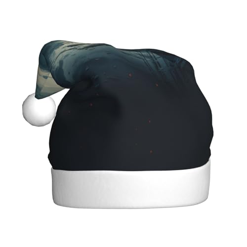YXLymxDAMAI Grauer Himmel, Weihnachtsmütze für Erwachsene, Unisex, klassischer Weihnachtsmannhut für Neujahrsparty, Rot von YXLymxDAMAI