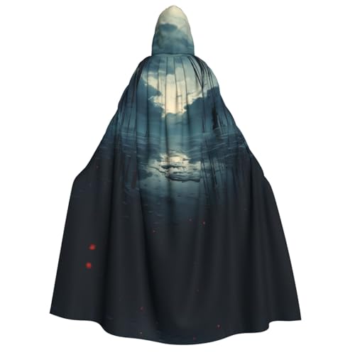 YXLymxDAMAI Grauer Himmel Kapuzenumhang für Damen und Herren – perfekt für Halloween, Kostümpartys, Cosplay, Schwarz, Weiß von YXLymxDAMAI