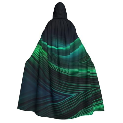 YXLymxDAMAI Green Line Kapuzenumhang für Damen und Herren, perfekt für Halloween, Kostümpartys, Cosplay, schwarz, weiß von YXLymxDAMAI