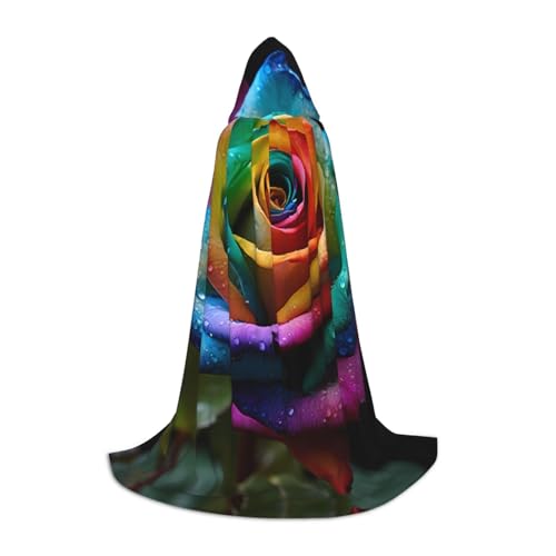 YXLymxDAMAI Halloween-Umhang mit bunten Blumen, Cosplay-Umhang, Kostüm, Kapuzenuniform, Schwarz von YXLymxDAMAI