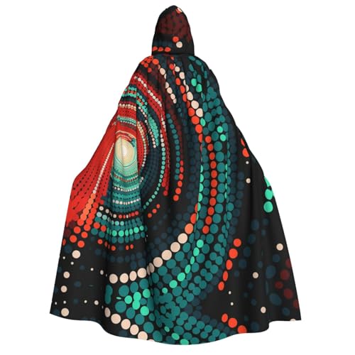 YXLymxDAMAI Kapuzenumhang mit bunten Punkten für Damen und Herren – perfekt für Halloween, Kostümpartys, Cosplay, schwarz, weiß von YXLymxDAMAI