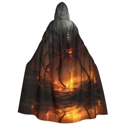 YXLymxDAMAI Kapuzenumhang mit großer Spinne für Damen und Herren – perfekt für Halloween, Kostümpartys, Cosplay, schwarz, weiß von YXLymxDAMAI