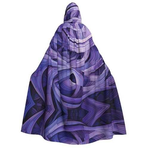 YXLymxDAMAI Lila gestreifter Kapuzenumhang für Damen und Herren – perfekt für Halloween, Kostümpartys, Cosplay, Schwarz, Weiß von YXLymxDAMAI