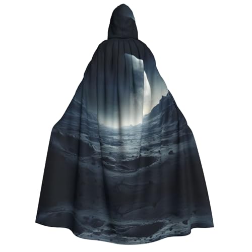 YXLymxDAMAI Moon Surface Kapuzenumhang für Damen und Herren, perfekt für Halloween, Kostümpartys, Cosplay, schwarz, weiß von YXLymxDAMAI