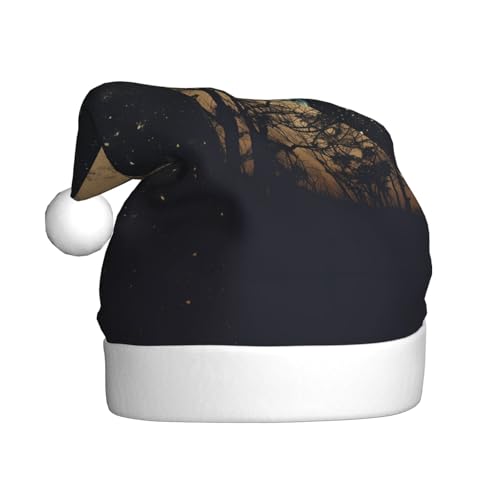 YXLymxDAMAI Night Woods Weihnachtsmütze für Erwachsene - Xmas Holiday Unisex Klassischer Weihnachtsmannhut für Neujahrsparty, Rot von YXLymxDAMAI