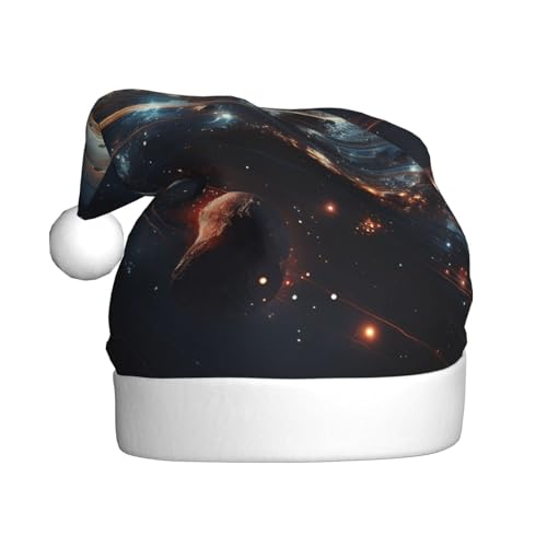 YXLymxDAMAI Orbiting Planet Weihnachtsmütze für Erwachsene - Xmas Holiday Unisex Klassischer Weihnachtsmannhut für Neujahrsparty, Rot von YXLymxDAMAI