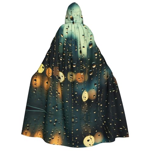 YXLymxDAMAI Regentropfen vor dem Fenster Kapuzenumhang für Damen und Herren – perfekt für Halloween, Kostümpartys, Cosplay, schwarz, weiß von YXLymxDAMAI