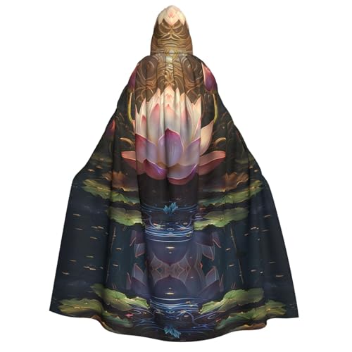 YXLymxDAMAI River Lotus Kapuzenumhang für Damen und Herren, perfekt für Halloween, Kostümpartys, Cosplay, Schwarz, Weiß von YXLymxDAMAI