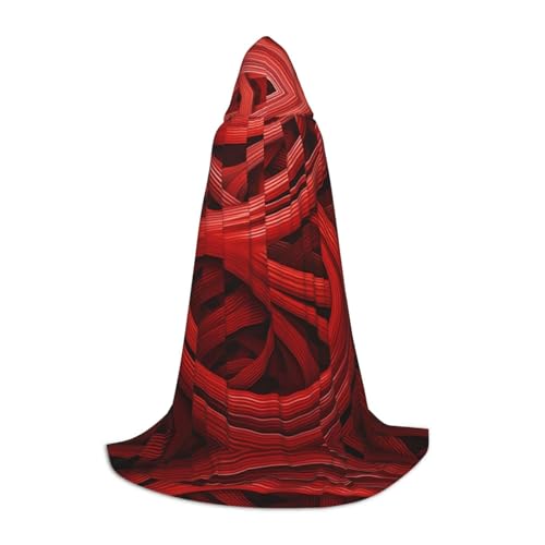 YXLymxDAMAI Rote geschwungene Linie, Halloween-Umhang, Kapuzenumhang, Cosplay-Umhang, Kostüm, Kapuzenuniform, Schwarz von YXLymxDAMAI