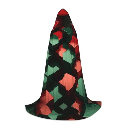 YXLymxDAMAI Roter und grüner quadratischer Halloween-Umhang mit Kapuze – Cosplay-Umhang, Robe, Kostüm, Kapuzenuniform, Schwarz von YXLymxDAMAI