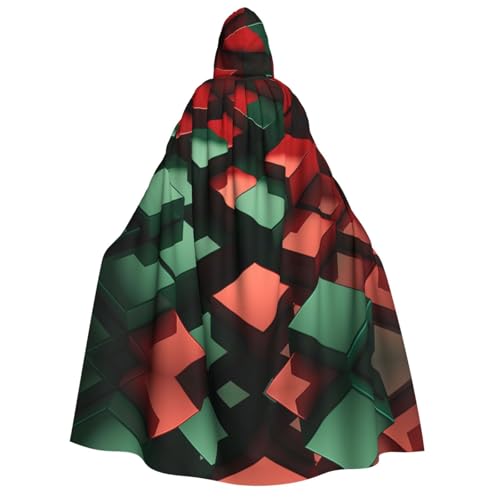 YXLymxDAMAI Roter und grüner quadratischer Kapuzenumhang für Damen und Herren – perfekt für Halloween, Kostümpartys, Cosplay, schwarz, weiß von YXLymxDAMAI